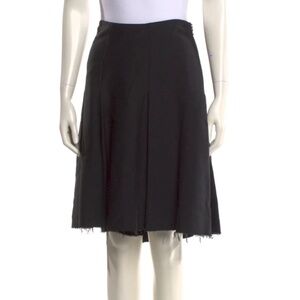 LANVIN Cool Girl Black Pleated Frayed Hem Skirt, Size Small